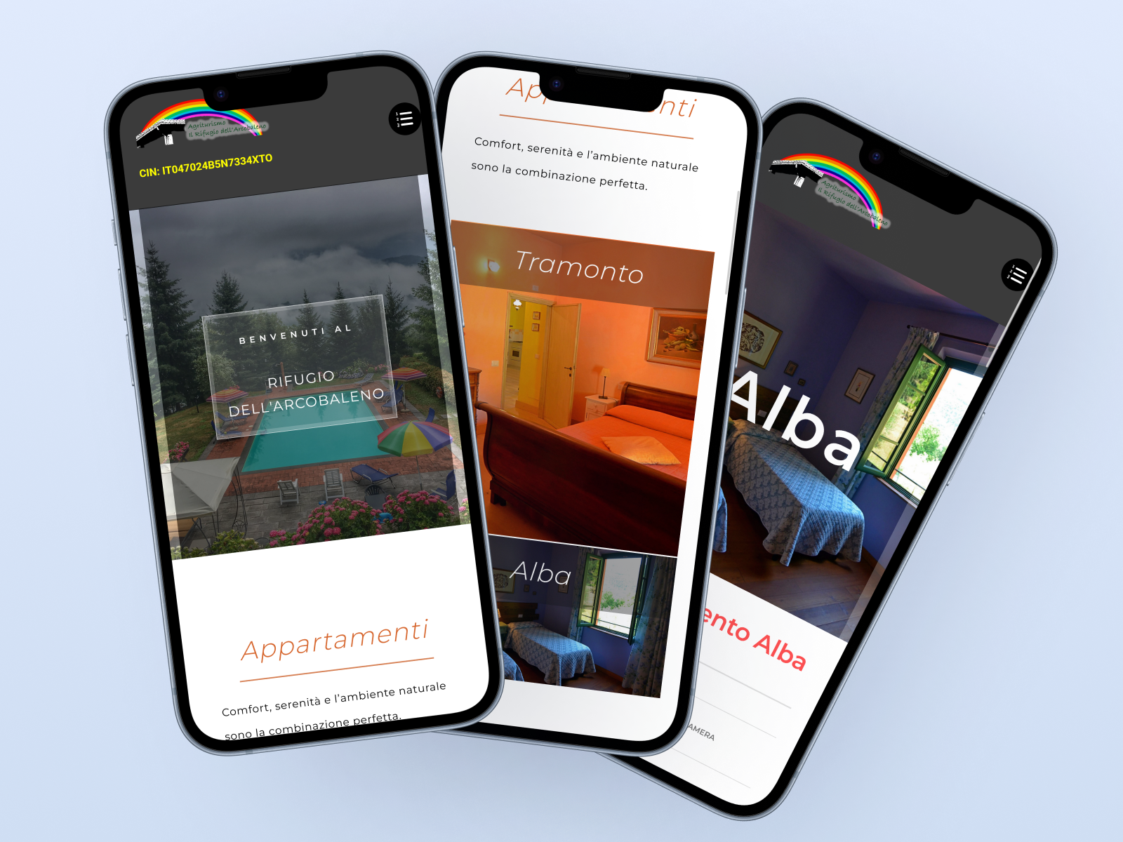 Interfaccia mobile del sito Il Rifugio dell'Arcobaleno