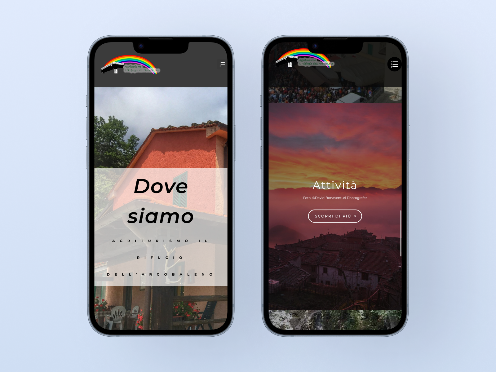 Interfaccia mobile del sito Il Rifugio dell'Arcobaleno