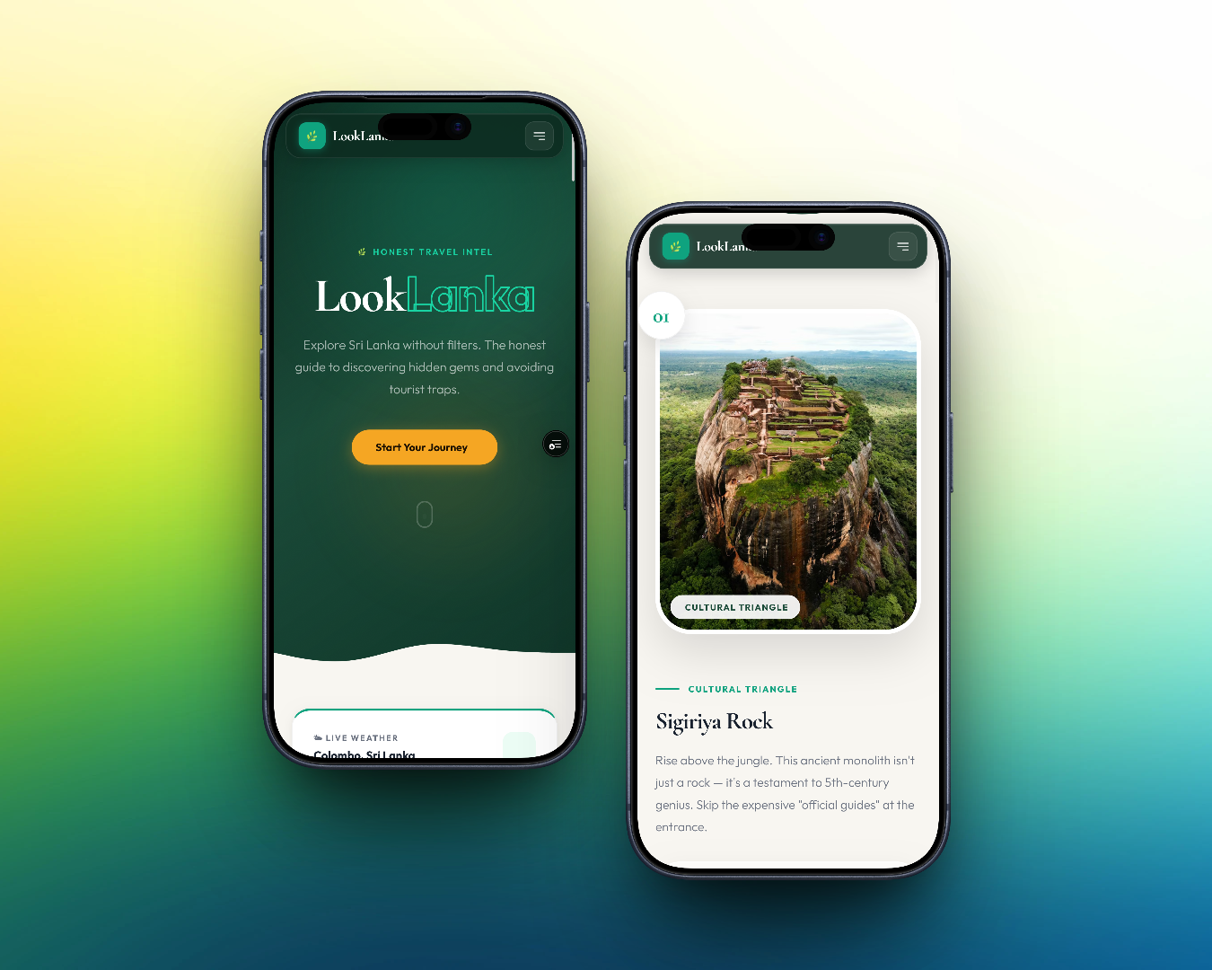 Interfaccia mobile Look-Lanka - Home