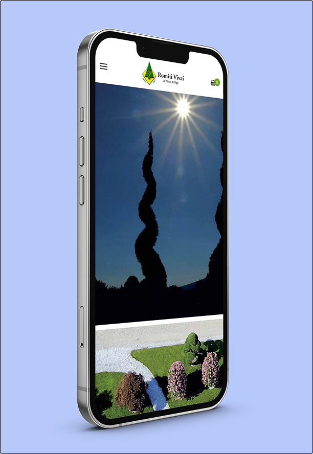 Interfaccia mobile del sito Romiti Vivai