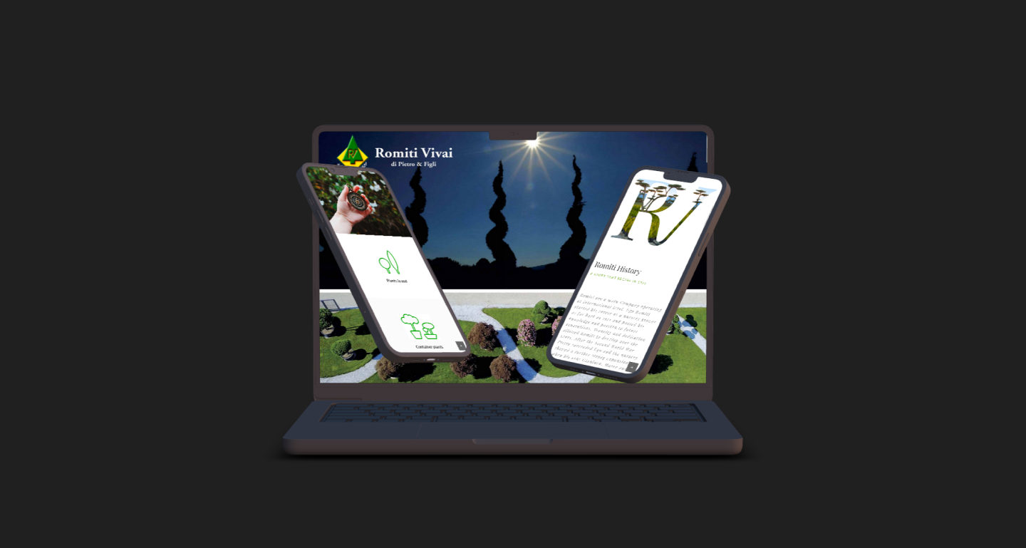 Interfaccia desktop del sito Romiti Vivai